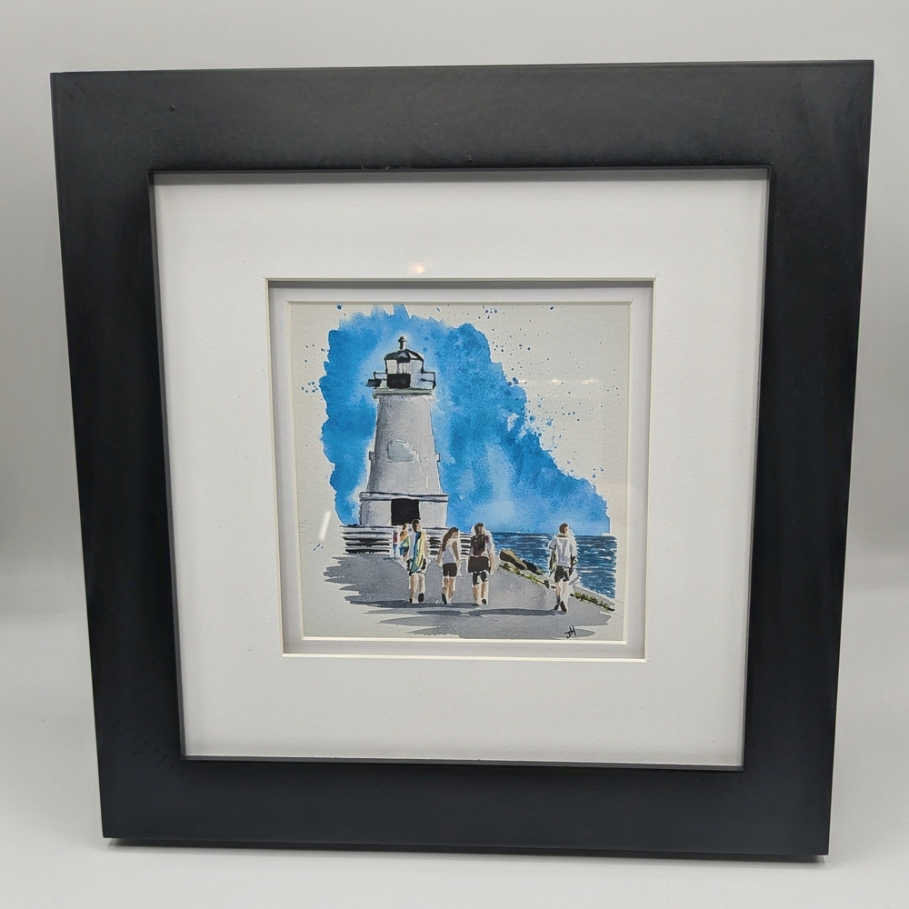 Coastal Lighthouse Art Print with Black Frame